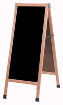 Aarco Solid Oak Wood A-Frame Sidewalk Black Acrylic Markerboard, 42 x 18 inch