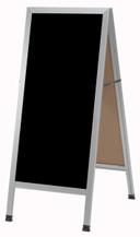 Aarco Aluminum A-Frame Sidewalk Black Melamine Markerboard, 42 x 18 inch