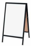 Aarco Aluminum Black Powder Coated A-Frame Sidewalk White Melamine Markerboard, 42 x 24 inch