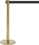 Aarco Form-A-Line (TM) Brass Finish Crowd Control System with 10 feet Slow Retracting Black Belt