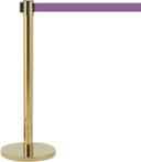 Aarco Form-A-Line (TM) Brass Finish Crowd Control System with 10 feet Slow Retracting Purple Belt