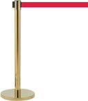 Aarco Form-A-Line (TM) Brass Finish Crowd Control System with 10 feet Slow Retracting Red Belt