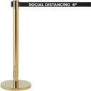 Aarco Form-A-Line (TM) Brass Finish Crowd Control System with Double Sided Printed Social Distancing 6 ft Black Belt