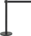 Aarco Form-A-Line (TM) Black Finish Crowd Control System with 10 feet Slow Retracting Black Belt