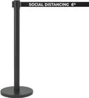 Aarco Form-A-Line (TM) Black Finish Crowd Control System with Double Sided Printed Social Distancing 6 ft Black Belt