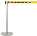 Aarco Form-A-Line (TM) Chrome Finish Crowd Control System with Double Sided Printed Social Distancing 6 ft Yellow Belt