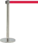 Aarco Form-A-Line (TM) Chrome Finish Crowd Control System with 7 feet Slow Retracting Red Belt