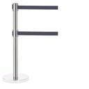 Aarco Form-A-Line (TM) Satin Finish Crowd Control System with 7 feet Retractable Dual Black Belt