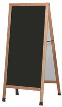 Aarco Solid Oak Wood Extra Large A-Frame Sidewalk Black Porcelain Markerboard, 68 x 30 inch