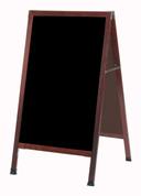 Aarco Solid Oak Wood with Cherry Finish A-Frame Sidewalk Black Melamine Markerboard, 42 x 24 inch