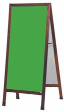 Aarco Solid Oak Wood with Cherry Finish Extra Large A-Frame Sidewalk Green Porcelain Chalkboard, 68 x 30 inch