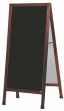 Aarco Solid Oak Wood with Cherry Finish Extra Large A-Frame Sidewalk Black Porcelain Markerboard, 68 x 30 inch