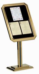 Aarco Brass Finish Single Pedestal Ornamental Sign and Poster Stand, 49 x 23 inch