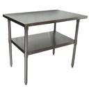 BK Resources 18 Gallon T-430 Stainless Steel Flat Top Work Table with Galvanized Undershelf and Galvanized Legs, 48 inch Width x 30 inch Depth