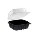 Anchor Packaging Culinary Basics Polypropylene 1-Compartment Black Base/Clear Lid Hinged Clamshell Container, 6 x 6 inch -- 420 per case