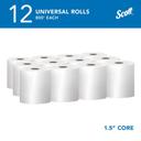 Scott Essential White Universal Hard Roll Towel, 8 inch x 800 feet -- 12 per case.