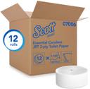 Scott Essential 2 Ply White Coreless Jumbo Roll Round Toilet Paper, 3.78 inch x 1150 feet -- 12 per case