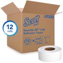 Scott Essential Fiber 1 Ply White Jumbo Roll Toilet Paper, 3.55 inch x 2,000 feet -- 12 per case