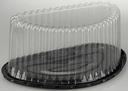 Pactiv RPET Half Round Black Base Cake Container with 5 inch Tall Clear Fluted Dome Lid, 8 Ounce Capacity -- 60 per case