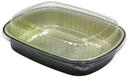 Pactiv Small Black and Gold Base Aluminum Carry Out Container with Clear Dome Lid, 46 Ounce Capacity -- 50 per case