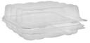 Pactiv Foodservice PETE 1 Compartment Clear Swirl Hinged Container with Label Panel, 8 x 8 inch -- 200 per case