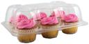 Pactiv RPET Clear 6 Count Cupcake Container with High Dome Lid, 64 Ounce Capacity -- 125 per case