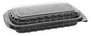 Pactiv TFPP Black/Clear Half Slab Rib Container, 10.01 x 7.09 x 2.12 inch -- 90 per case