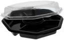 Pactiv Recyclable RPET Octagon 4 Compartment Black Base Take Out Container with Clear Hinged Lid, 6.5 x 6.5 x 2.625 inch -- 150 per case