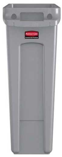Bunzl Gray Slim Jim with Venting Channel Waste Container, 23 Gallon