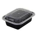 Pactiv VERSAtainer Black Polypropylene Rectangular Container and Lid, 12 Ounce -- 150 per case