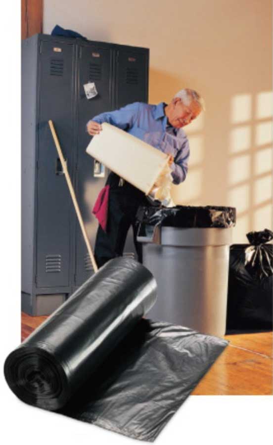 Berry Global PG6 2.0 Mil Black Reprocessed Linear Low Density Coreless Roll Can Liner, 38 x 58 inch -- 100 per case