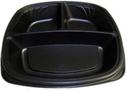 D and W Fine Pack Forum Black Polystyrene Square Mid Depth 3 Compartment Plate, 9 inch -- 300 per case