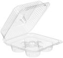 Inline Plastics Clear 4 Compartment Pet Hinged Muffin and Cupcake Container, 7.75 x 3.125 inch -- 300 per case