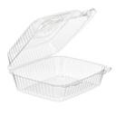 Inline Plastics Clear PETE Clamshell Hinged Container, 8 7/16 X 7 15/16 X3 5/16 inch -- 200 per case.