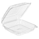 Inline Plastics Essentials Visibly Fresh Hinged Container with 8.44 x 8.44 inch Single Compartment -- 100 per case.