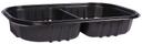 Sabert CPET Black 2 Compartment Large Rectangle Tray, 12 x 7 inch -- 150 per case