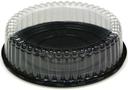 Pactiv RPET 2.5 inch Tall Fluted Dome Lid with Black Base Cake Container, 8 inch -- 100 per case