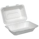 Premier Essential White Molded Fiber Hoagie Clamshell, 9 x 6 inch -- 250 per case