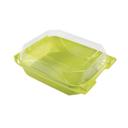 The BottleBox PET Lime Green and Clear One Piece Hinged Container, 8.46 x 7.96 x 2.88 inch -- 200 per case.