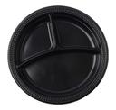Fineline Settings ReForm Black Polypropylene 3 Compartment Round Plate, 10.25 inch -- 400 per case