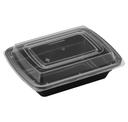 Fineline Settings ReForm Polypropylene Rectangular Black Bowl with Clear Lid, 12 Ounce -- 150 per case