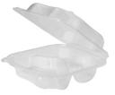 Eco-Systems Clear Polypropylene Microwave Large 3 Compartment Hinged Container, 8.35 x 8.3 x 3 inch -- 150 per case