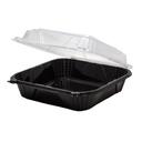 EcoSystems Black Base Polypropylene Hinged Container with Clear Lid, 9.25 x 9 x 3 inch -- 150 per case.