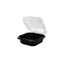 EcoSystems Black Polypropylene Hinged Container with Clear Lid, 6 x 6 x 3 inch -- 300 per case