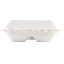 EcoSystems White 3 Compartment Formulated Molded Fiber Clamshell Container, 9 inch -- 200 per case