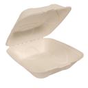 EcoSystems Kraft Formulated Molded Fiber Square Clamshell Container, 8 inch -- 200 per case.