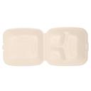 EcoSystems Kraft 3-Compartment Formulated Molded Fiber Hinged Clamshell Container, 8 inch -- 200 per case.