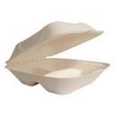 EcoSystems Kraft 3-Compartment Formulated Molded Fiber Hinged Clamshell Container, 8 inch -- 200 per case.