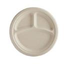 EcoSystems Kraft Round 3-Compartment Formulated Molded Fiber Plate, 9 inch -- 500 per case.