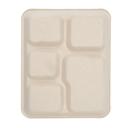 EcoSystems Kraft 5-Compartment Formulated Molded Fiber School Tray, 10.25 x 8.25 inch -- 500 per case.